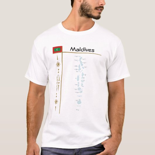 Karte der Malediven + Flagge + T - Shirt des Titel (Vorderseite)