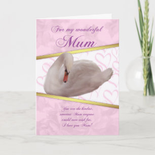 Karte der Mama-Mutter Tagesmit Schwan - Rosa