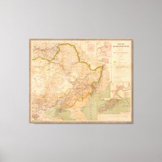 Karte der Mandschurei, China (1901) Leinwanddruck