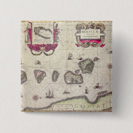 Karte der Moluccan Insel, graviert Button (Vorderseite)