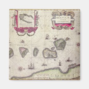 Karte der Moluccan Insel, graviert Magnet