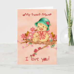 Karte der Mutter Tagesmit dem Baby und Mam Vogel,