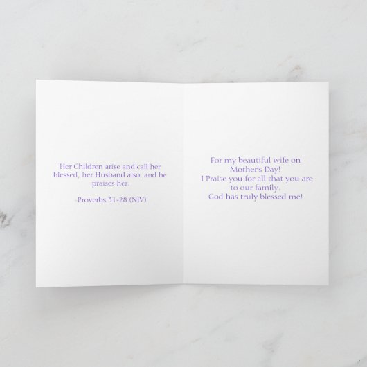 Karte der Mutter Tagesvom Ehemann (Innenseite)