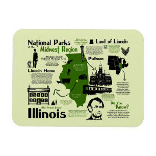 Karte der Nationalparks von Illinois Magnet