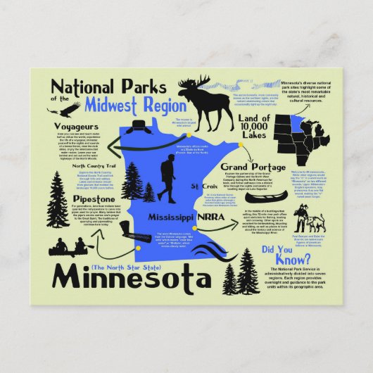 Karte der Nationalparks von Minnesota (Vorderseite)