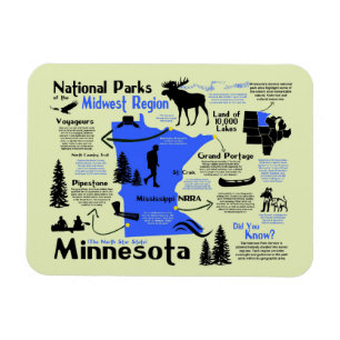Karte der Nationalparks von Minnesota Magnet