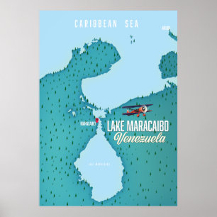Karte der Navigation am Maracaibo-See, Venezuela. Poster