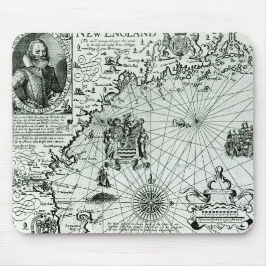 Karte der Neu-England Küstenlinie Mousepad (Vorne)