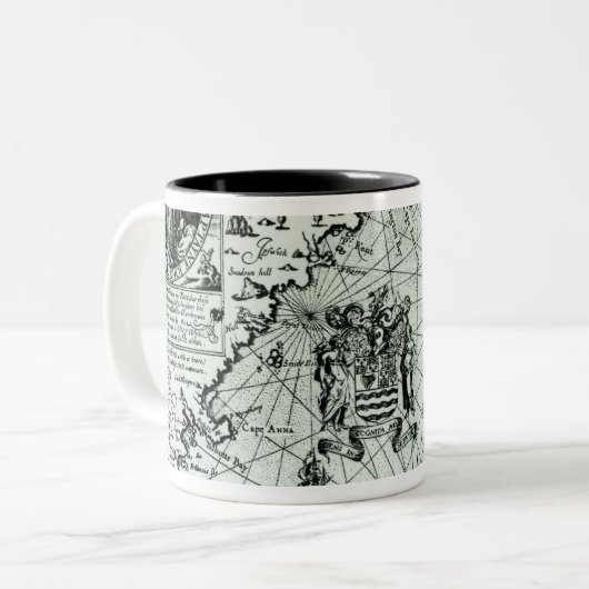 Karte der Neu-England Küstenlinie Zweifarbige Tasse (Vorderseite Links)