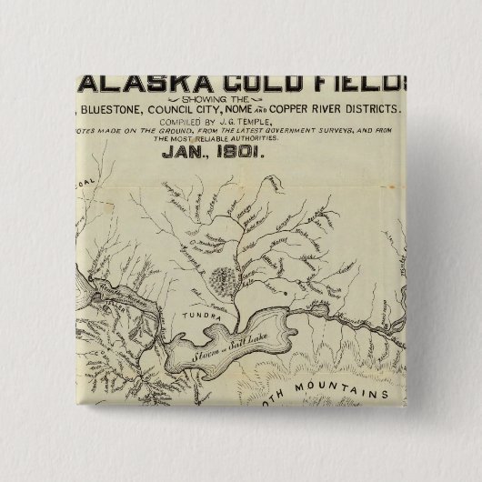 Karte der neuen Alaska-Goldfelder Button (Vorderseite)
