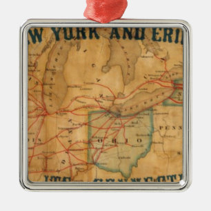 Karte der New- York und Erie-Eisenbahn Ornament Aus Metall