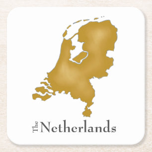 Karte der Niederlande in Gold Watercolor Rechteckiger Pappuntersetzer