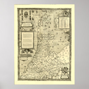 Karte der Niederlande von Jacob van Deventer Poster