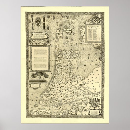 Karte der Niederlande von Jacob van Deventer Poster (Vorne)