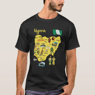 Karte der nigerianischen Sehenswürdigkeiten Symbol T-Shirt