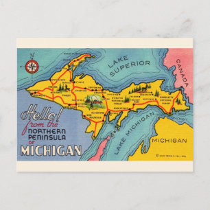 Karte der nördlichen Halbinsel von Michigan auf ei