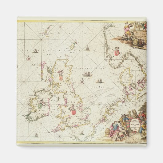 Karte der Nordsee, c.1675 Magnet (Vorne)