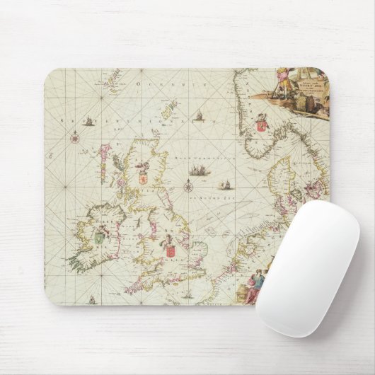 Karte der Nordsee, c.1675 Mousepad (Mit Mouse)