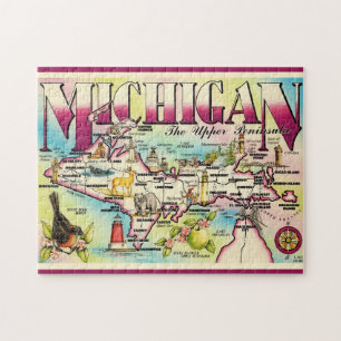 Karte der Oberen Halbinsel von Michigan Puzzle