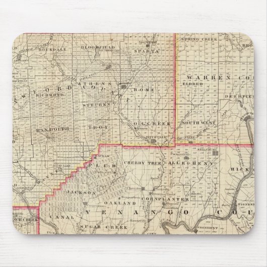 Karte der Ölregion Pennsylvania Mousepad (Vorne)