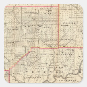 Karte der Ölregion Pennsylvania Quadratischer Aufkleber