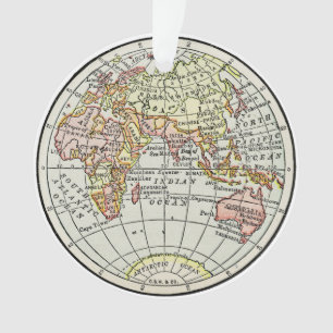 Karte der östlichen Hemisphäre Globus Reise Kunst Ornament