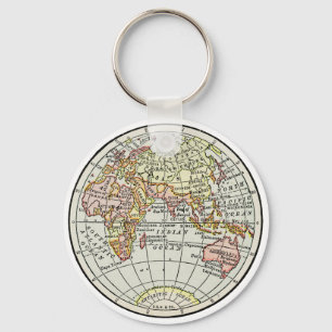 Karte der östlichen Hemisphäre Globus Reise Kunst Schlüsselanhänger
