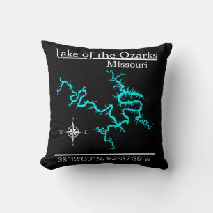 Karte der Ozarkseen in Missouri mit Koordinaten Kissen