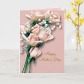 Karte der Pfirsich-Rosen-Mutter Tages (Gelbe Blume)