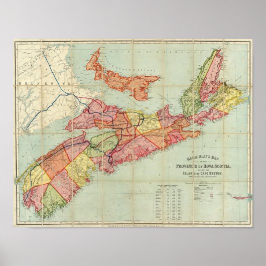 Karte der Provinz Nova Scotia 2 Poster (Vorne)