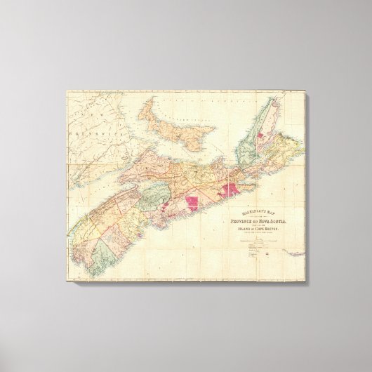 Karte der Provinz Nova Scotia 3 Leinwanddruck (Vorderseite)