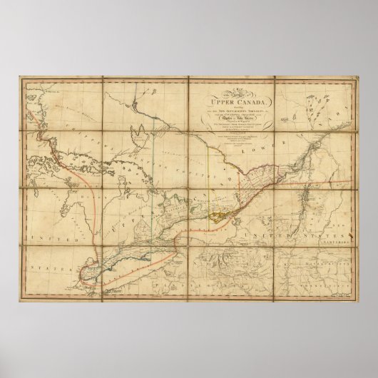 Karte der Provinz Oberkanada Poster (Vorne)