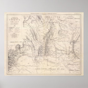 Karte der Provinzen Cordoba und San Luis Poster