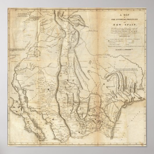 Karte der Provinzen Neuspaniens Poster (Vorne)