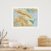 Karte der Region Kaukasus 1994 Poster (Küche)