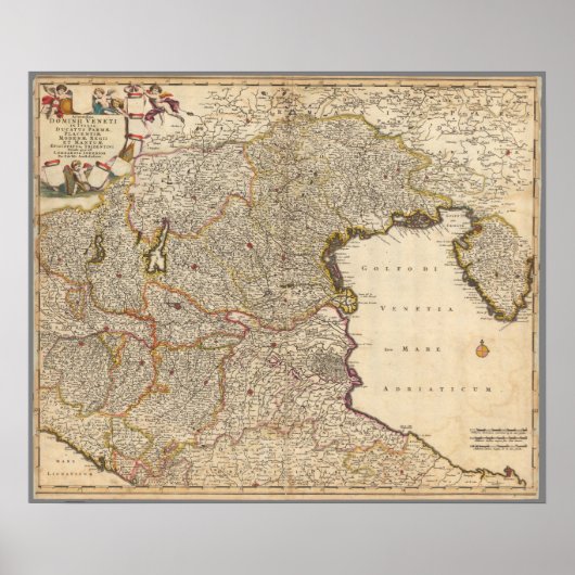 Karte der Region Venedig, Italien Poster (Vorne)