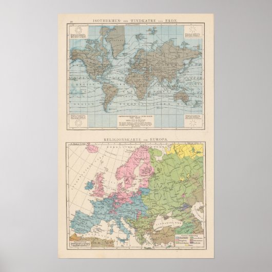 Karte der Religionen in Europa Poster (Vorne)