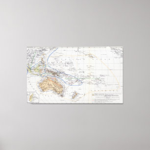Karte der Rennen von Ozeanien und von Australasien Leinwanddruck
