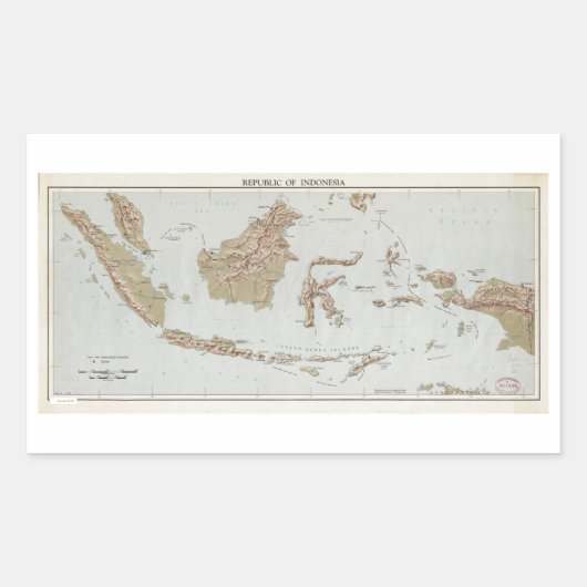 Karte der Republik Indonesien (1957) Rechteckiger Aufkleber (Vorderseite)