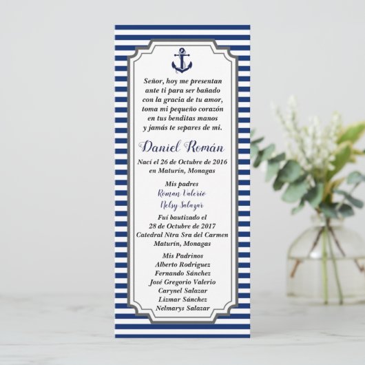 Karte der Schifffahrts Taufe blauer grauer Anker (Stehend Vorderseite)