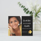 Karte der Schwarz-weißen Absolventen Save the Date (Stehend Vorderseite)