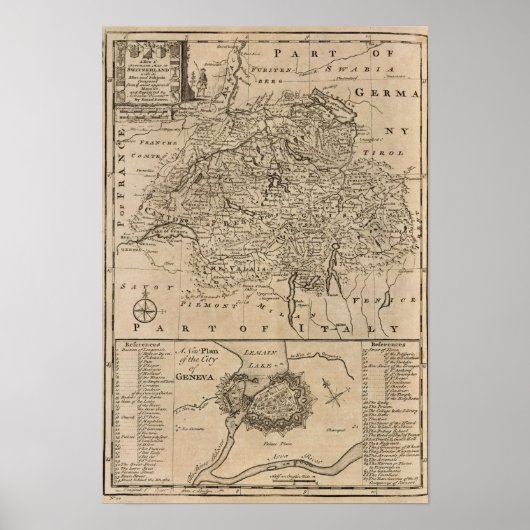 Karte der Schweiz Poster (Vorne)