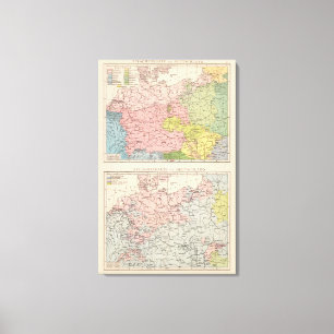Karte der Sprachen und Religionen in Deutschland Leinwanddruck