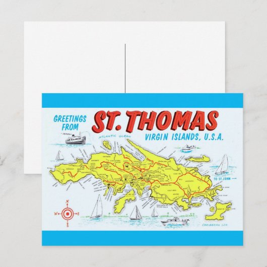 Karte der St. Thomas Jungferninseln (Vorne/Hinten)