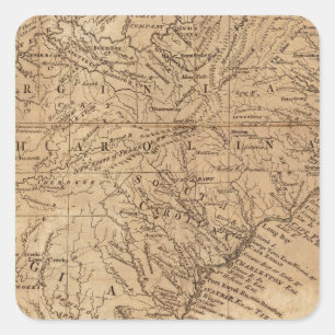 Karte der Staaten Virginia und North Carolina Quadratischer Aufkleber