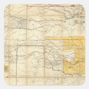 Karte der Staaten von Kansas und Texas Quadratischer Aufkleber