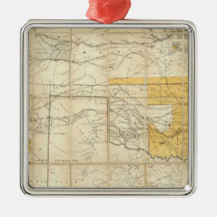 Karte der Staaten von Kansas und von Texas Silbernes Ornament