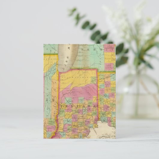 Karte der Staaten von Ohio Indiana & Illinois (Stehend Vorderseite)