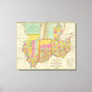 Karte der Staaten von Ohio Indiana u. von Illinois Leinwanddruck