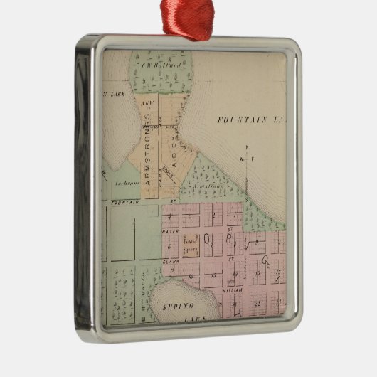 Karte der Stadt Albert Lea, Minnesota Ornament Aus Metall (Rechts)